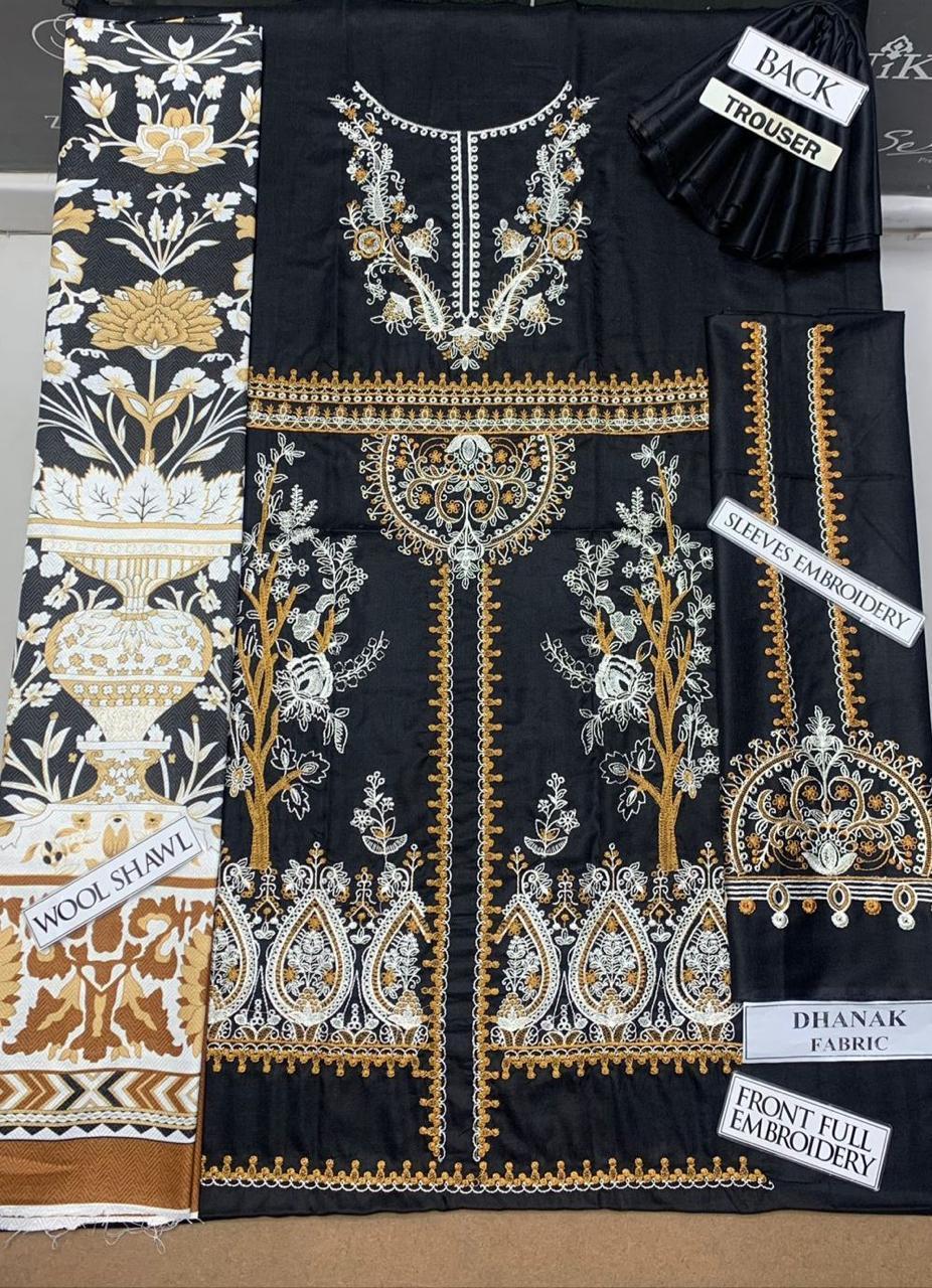 3 Pcs Women's Unstitched Embroidered Suit